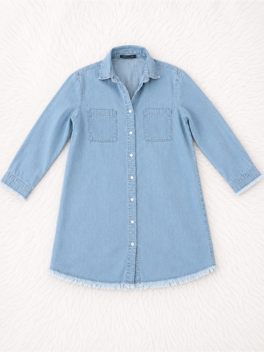 Zilcremo Light Wash Denim Shirt Dress Shacket